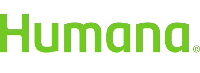 The image shows the Humana logo with the word "Humana" in bold, bright green letters on a white background.