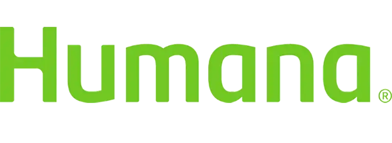 The image shows the Humana logo with the word "Humana" in bold, bright green letters on a white background.