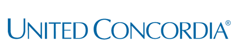 The image shows the United Concordia logo with the company name in blue, uppercase letters on a light gray background.