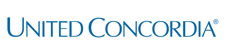 The image shows the United Concordia logo with the company name in blue, uppercase letters on a light gray background.