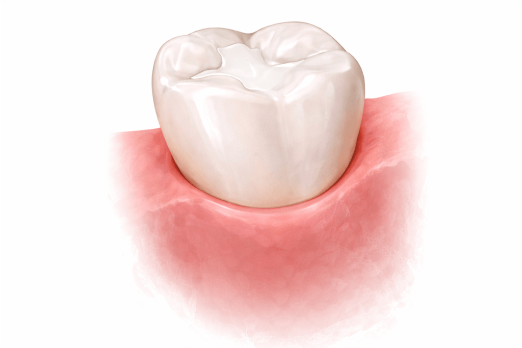 A close-up of a human gum, highlighting the importance of regular dentistry services for optimal oral health.